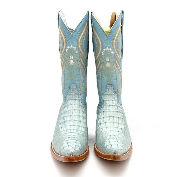 NWT El General Caiman Cowboy Boots Light Blue Leather US Size 9 MX 26 Rodeo Boho - Picture 5 of 16